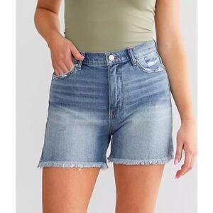 BKE Parker Stretch High Rise Midi Denim Blue Jean Shorts Size 30 Alaniz 2 Wash